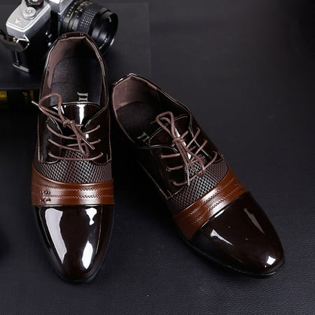 

Men Business Shoes Fashion Casual Oxford Shoes Lace-Up Pointed Shoes