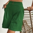 thumbnail image 5 of Summer Savings Clearance YOTMKGD Womens Shorts Casual Summer 2024 Trendy Elastic Back Wide Leg Shorts with Pockets Knee Length Pleated Shorts, Shorts for Women, Green2 Sizes S-XXL, 5 of 5