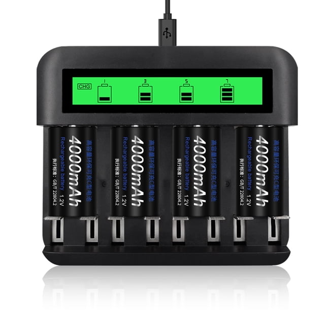 Baterías C recargables CITYORK 5000 mAh (paquete de 4) +cargador