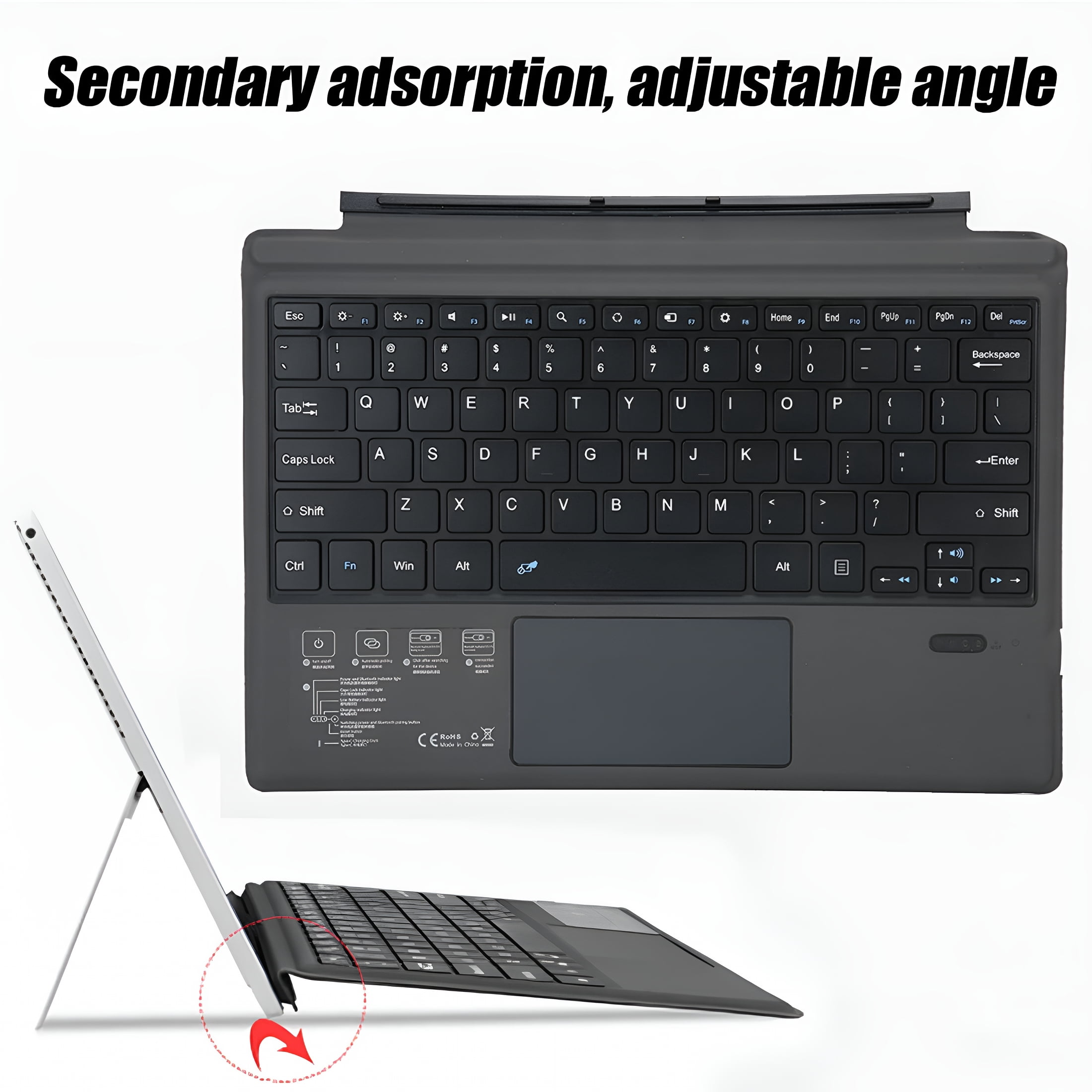 GJX 2026 New Bluetooth Wireless Magnetic Absorption Slim Keyboard for Tablet Pc for Office,Home,Travel,Study