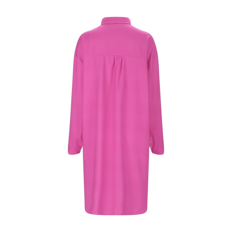 Women Casual Solid Dress Long Sleeve Turtleneck Pocket Dress Shirt Split  Hem Casual Loose Dress V Neck Short Sleeve Women Female Shirt Womens Jean  Shirt Mom Shirts for Women Small Plaid Shirts