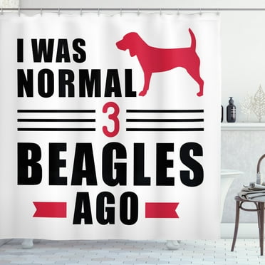 Ambesonne Beagle Shower Curtain, Dog Lover Motto Affection, 69"Wx70"L, Dark Pink Charcoal Grey