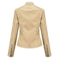 thumbnail image 4 of AZoiNM Women's Slim Fit Motorcycle Jacket PU Leather Stand Collar Zipper Front, 4 of 11