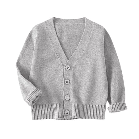 IVEYRTF Childrens Warm Cardigan Long Sleeve V Neck Knitted Sweater Soft Breathable Kids Tops for Boys Girls Toddler Baby Casual Outfit Birthday Wedding Party Holiday(Gray 9-10 Years)