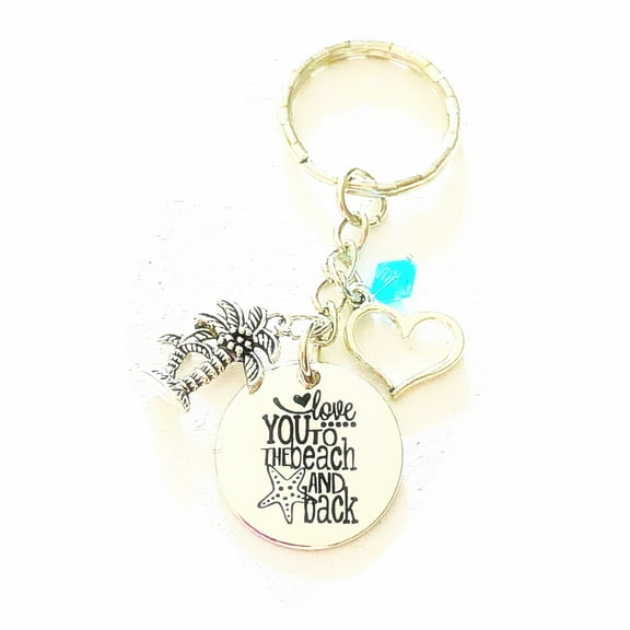 Love You to the Beach and Back Silver Charm Keychain Gift Accessories for Ocean Lovers