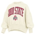 thumbnail image 2 of Women's Pressbox Natural Ohio State Buckeyes Oversized Waist-Length Crewneck Sweatshirt, 2 of 3