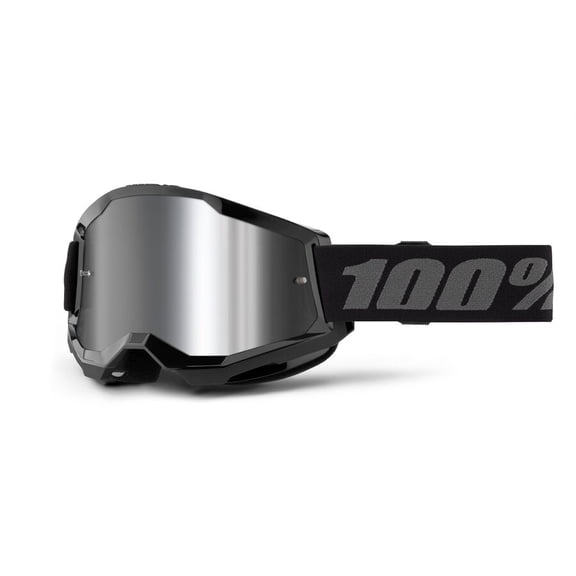 100 % Strata 2 Junior Goggles (One Size Fits Most, Black / Mirror Silver Lens)