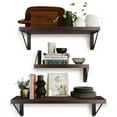 thumbnail image 5 of Set of 3 Wall Self, Floating Shelves for Wall Decor, 16.5/14.2/11.4" Long Rustic Wood Bedroom Shelves for Bathroom Decor, Bedroom, Living Room and Plants (Red Brown), 5 of 6