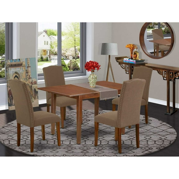 East West Furniture Dining Room Set Mahogany, PSEN5-MAH-18