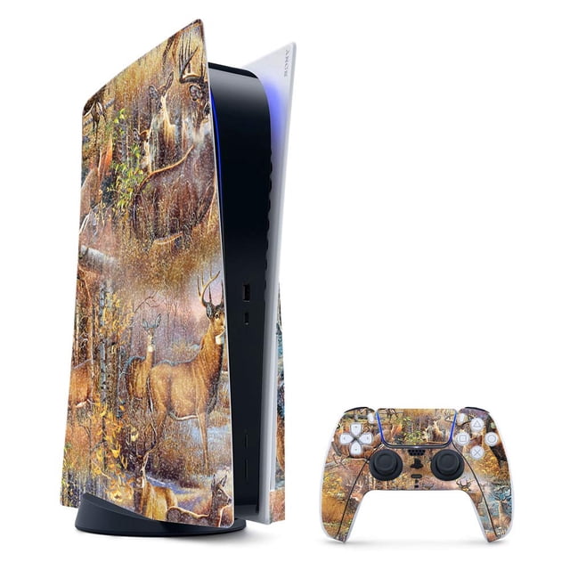 MightySkins Glossy Glitter Skin Compatible with Playstation 5 Bundle - Deer Pattern | Protective, Durable High-Gloss Glitter Finish | Easy to Apply, Remove, and Change Styles | Made in The USA