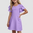 thumbnail image 4 of HCNTES Girls Casual Dresses Adorable Short Sleeve Solid Color Dress for Daily Wear, 4 of 7