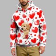 thumbnail image 2 of Lcziwo Pet Carrier Sweatshirt for Men Kangaroo Pocket Valentine's Day Pullover Oversized Heart Print Casual Warm Hooded for Dog Cat Red,S, 2 of 5