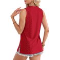 thumbnail image 6 of Women's Fashion Round Neck Sleeveless Slit Tank Top, Solid Color Casual Top for Stylish Summer Outfits,Red,XL, 6 of 7