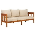 thumbnail image 3 of SAFAVIEH Owen Teak Wood Outdoor Sofa, Natural/Taupe, 3 of 11