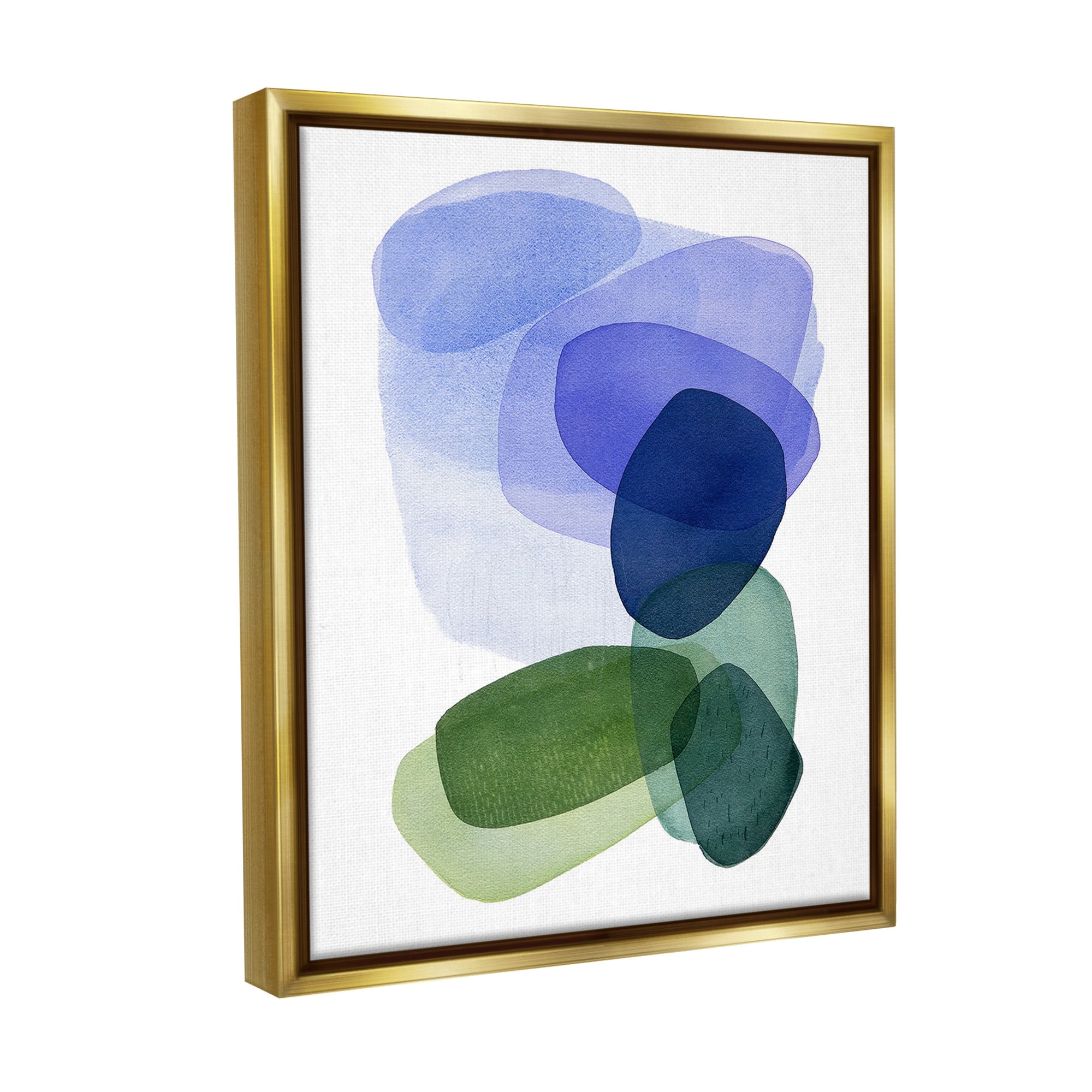 Stupell Industries Layered Opaque Shapes Abstract Painting Gold Floater Framed Canvas Art Print Wall Art, 17 x 21