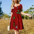 thumbnail image 4 of Vestido de fiesta elegante de lujo con mangas cortas y estampado de acuarela de ballena jorobada para mujer., 4 of 7