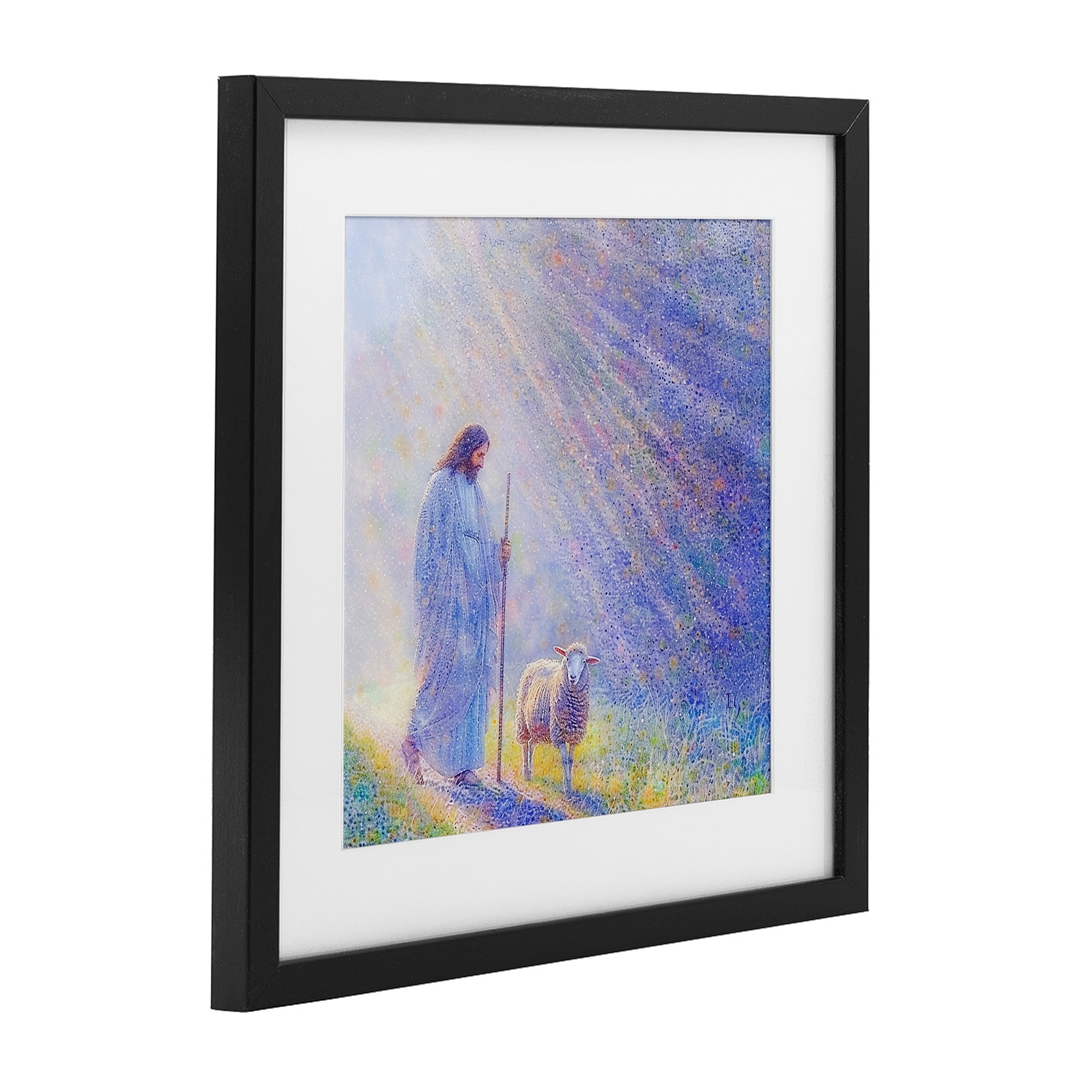 Guiding Light Shepherd Black Framed Print Under Glass, design by Ivan Guaderrama