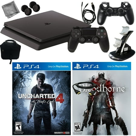 PlayStation 4 Slim 500GB Uncharted 4 Console with Bloodborne & Accessories