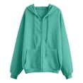 thumbnail image 4 of Qwertyu Womens Zip Up Hoodies Y2K Long Sleeve Sweatshirts Fall Fashion Jackets Winter Clothes with Pockets Mint Green L, 4 of 5