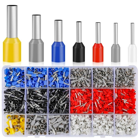 Fidioto 1900pcs Wire Ferrules Terminals Kit, AWG 22-10 Terminal Connector Wire Insulated Cord Pin Ends Terminals for Electric, Industrial, Power Control System, etc.