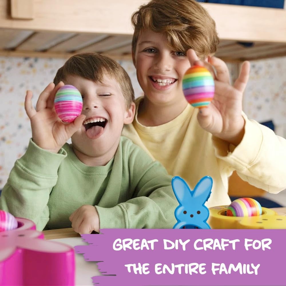 The Eggmazing Egg Decorator - Peeps Bunny - Arts and Craft Set Includes 6 Colorful Quick Drying, Non-Toxic Markers - Blue
