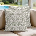 thumbnail image 2 of 16x16 Pillow Covers Set of 2, Spring Flowers Square Throw Pillow Covers for Couch/Sofa/Living Room, Farmhouse Sage Green Pastoral Floral Leaf Decorative Soft Pillowcases for Couch Throw Pillows, 2 of 9