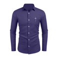 thumbnail image 4 of Fgvctg Mens Valentine's Day Shirts Button Down V Neck Long Sleeve Shirts Romantic Collared Blouse Date Day Love Heart Print Plus Size Business Casual Outfits Dark Blue 2XL, 4 of 4