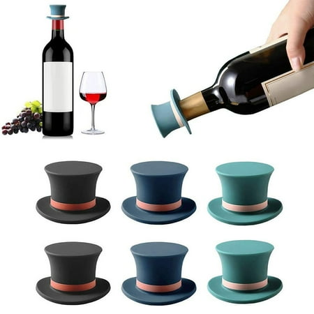 

Ludlz Silicone Champagne Wine Bottle Cork Stopper Plug Good Sealing Mini Hat-Shaped Wine Bottle Sealer Bar Kitchen Tool
