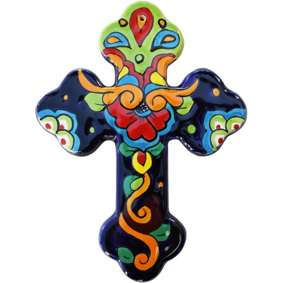 Rainbow Large Talavera Mexican Cross