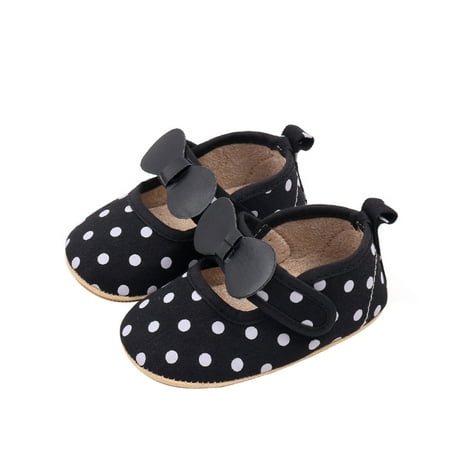 Mildsown Baby Girl Flats with Bows Soft Soles Cute Dot Print Mary Jane Shoes