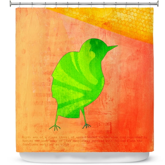 Shower Curtains 70" x 93" from DiaNoche Designs by China Carnella - Green Bird