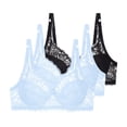 thumbnail image 2 of 3PCS Bras for Women Underwire Push up Plus Size Solid Color Lightweight Supportive Bras Women's Lightweight Breathable Underwear Daily Bra Black 85C, 2 of 8