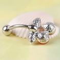 thumbnail image 5 of HOOUN Belly Button Ring Navel Piercing Jewelry Crystal Rhinestone Double Leaf CY-qy_, 5 of 5