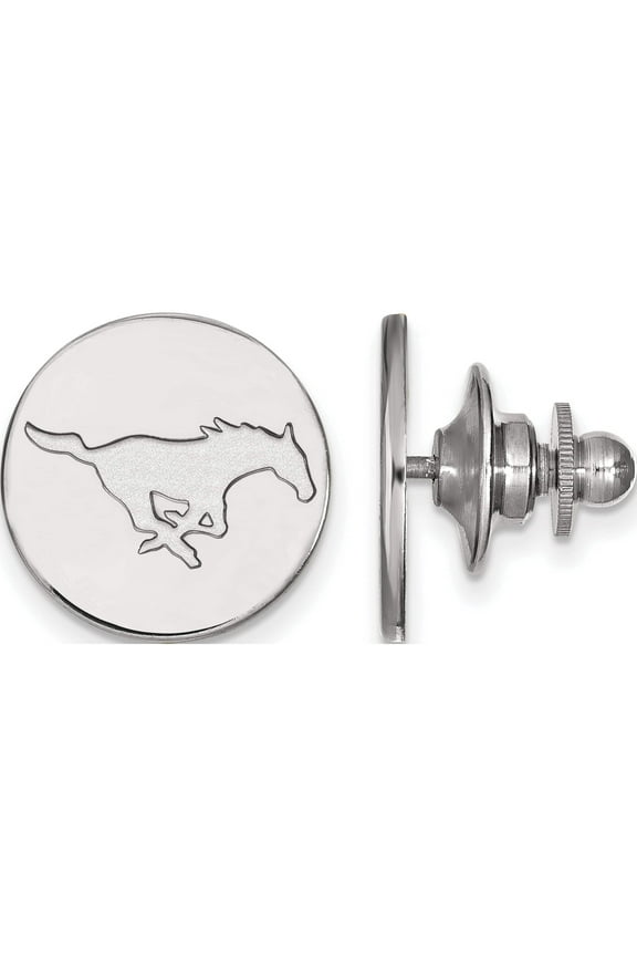 Sterling Silver Rh-Plated Logoart Southern Methodist University Tie Tac (15 X 15) Made In United States ss009smu
