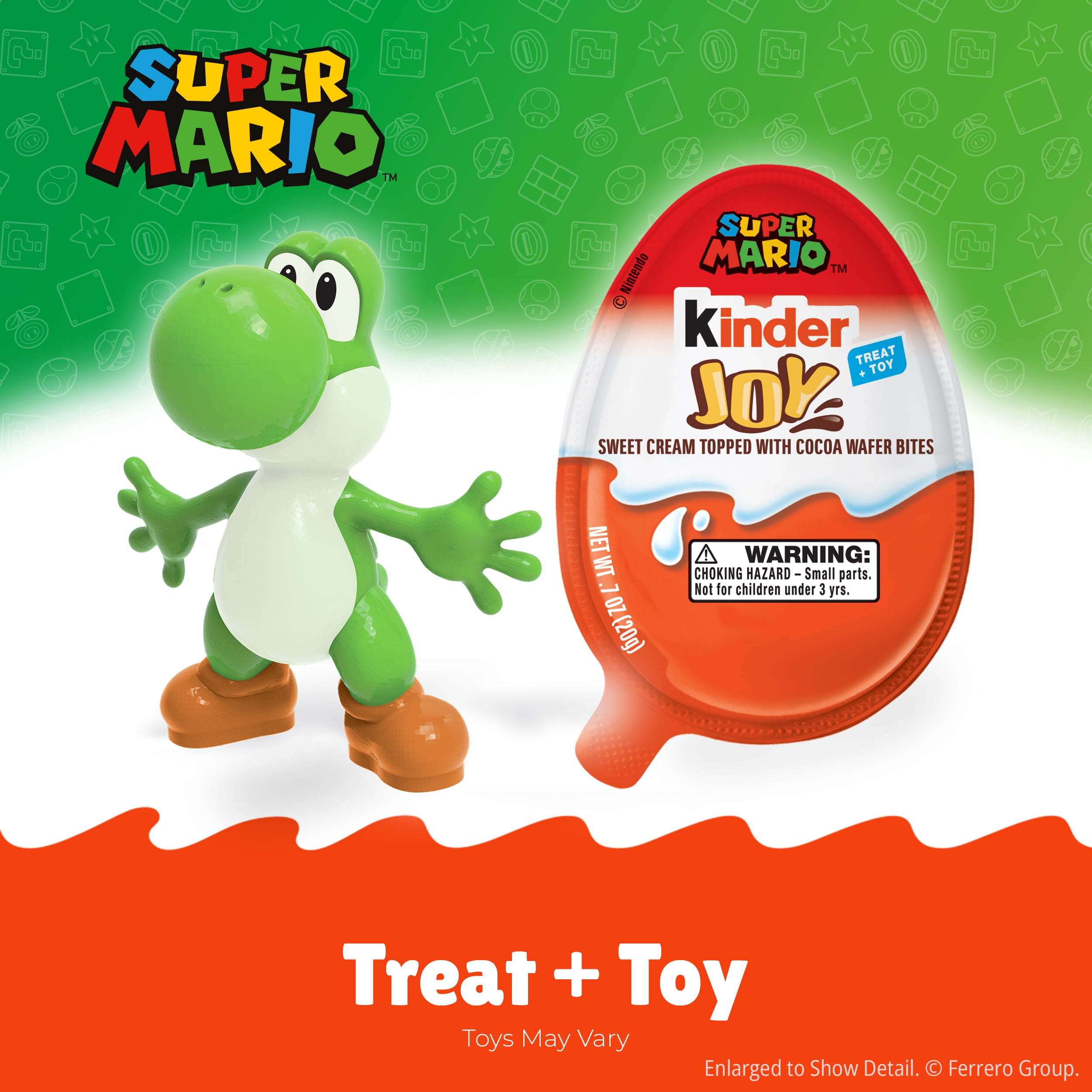 Kinder Joy Egg, Sweet Cream with Crispy Wafer Bites Treat and Surprise Super Mario Toy Inside, 0.7 oz