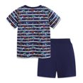 thumbnail image 4 of CAICJ98 Toddler Boys Summer Clothes 2T 3T 4T 5T Kids 2-12 Years Boys Letter Graphic Short Sleeve Shirt T-Shirt Tops + Casual Shorts Set Toddler Outfits for Boys (Navy,4-5 Years）, 4 of 7