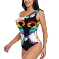 thumbnail image 5 of Daiia Happy Pride Gnome Women's One Piece Swimsuits Personalized One Shoulder Swimwear Asymmetric Ruffle Bathing Suits-Medium, 5 of 8