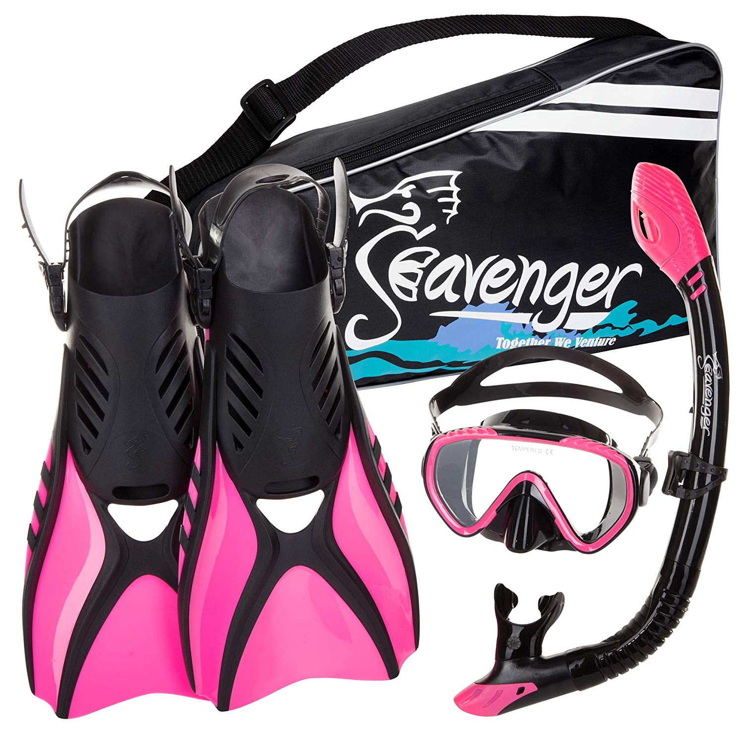 Style 3 Pro Dive Series Dry Top Snorkel Mask Fins 3 Piece Silicone Diving Set 