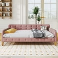thumbnail image 4 of Harper & Bright Designs Full Size Velvet Upholstered Daybed with Button Tufted and 4 Wood Support Legs, Full Day Bed Sofa Bed Frame for Livingroom Bedroom Apartment, Pink, 4 of 10