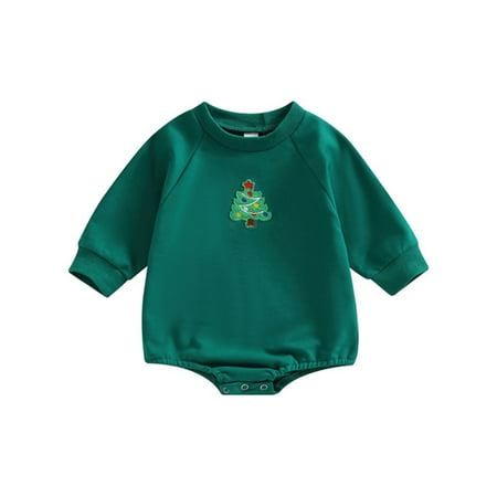 

Glookwis Newborn Jumpsuit Long Sleeve Bodysuit One Piece Romper Xmas Casual Playsuit Christmas Green 70cm