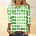thumbnail image 4 of HOMBOM Womens Shamrock Shirts Irish Graphic Tees Green Holiday Casual St.Patrick's Day Tops for Ladies 3/4 Sleeve, 4 of 7