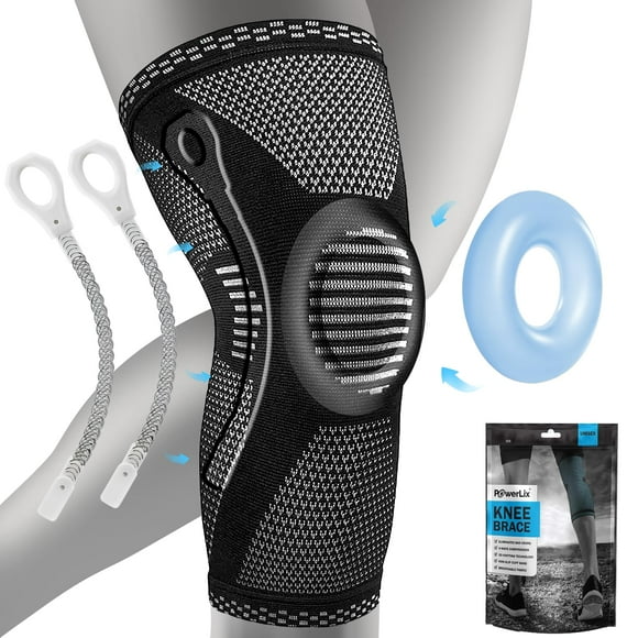 Rodillera POWERLIX con soporte y almohadilla para aliviar el dolor, soporte médico para la rodilla, rodillera de compresión para hombres y mujeres, soporte para correr, baloncesto y voleibol.