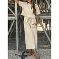thumbnail image 2 of PUWEI Women's Summer Two Piece Outfits Casual Short Sleeve Pullover and Cropped Wide Leg Pants Lounge Sets, 2 of 7