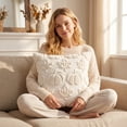 thumbnail image 4 of Pumpkin Fall Decorative Throw Pillow Covers 18"x18", Set of 2 Cream White Soft Faux Fur Pillow Covers for Autumn Harvest, Fluffy Plush Accent Pillow Cases, 4 of 7