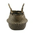 thumbnail image 3 of AYYUFE Folding Straw Wicker Storage Basket Handle Garden Flower Pot Planter Laundry Bag, 3 of 5