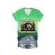 thumbnail image 1 of Camisetas de Manga Corta para las Mujeres, Estampado de Moda Cuello en V Camiseta Superior, Casual Fuera de la Blusa de Poliéster Ligero, 1 of 2