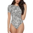 thumbnail image 1 of Fotbe Silver Glitter Body de Mujer con Cuello Redondo y Mangas Cortas, Sin Mangas Ajustado, Suave, Cómodo y Básico-XX-Large, 1 of 7
