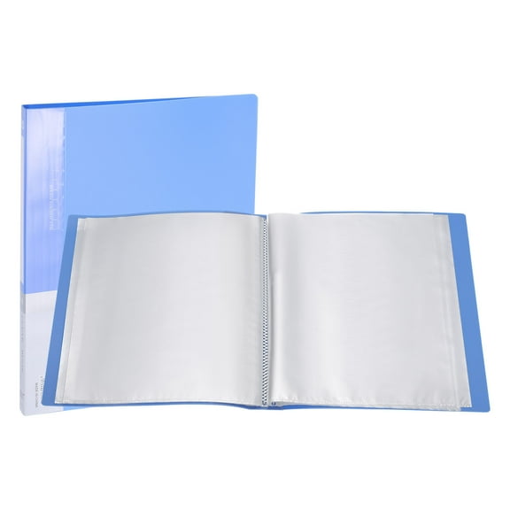 Uxcell 11.6 x 8.3'' Portfolio Binder Folder, 20 Pages Presentation Book with Clear Plastic Protector Sleeves, Light Blue