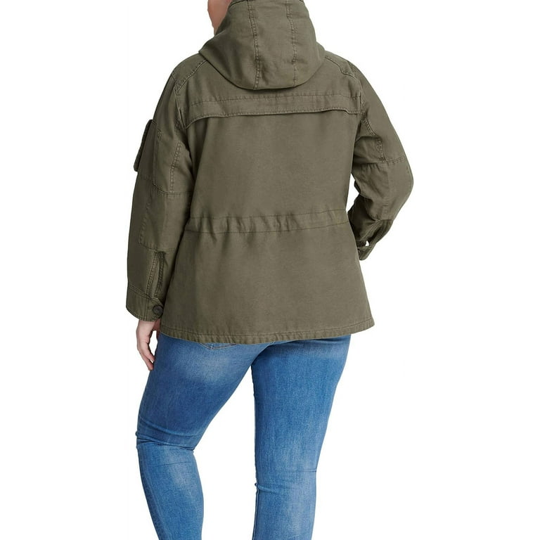 Levi s Women s Cotton Four Pocket Hooded Field Jacket Standard Plus Sizes Large Army Green Walmart