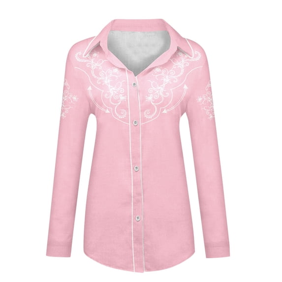 WhouRiu Boys Western Cowboy Style Shirts Casual Floral Printed Long Sleeve Button Down Shirts Kids Fashion Comfortable Cute Everyday Tops,4-5 Years